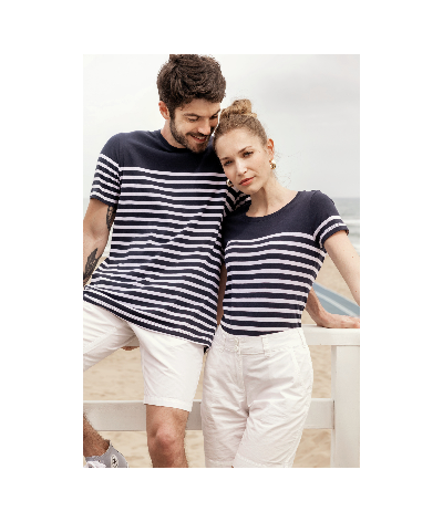 Striped organic cotton women's embroidered sailor shirt